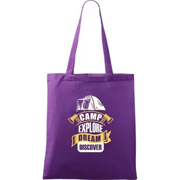 Camp Explore Dream Discover - Taška bavlněná - 42 x 38 cm ( Fialová )