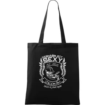 Nákupní taška Nesnáším být sexy - zedník - Taška bavlněná - 42 x 38 cm ( Černá )