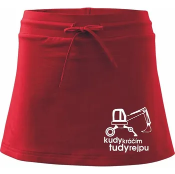 Dámská sukně Kudy kráčím tudy rejpu - kráčivý bagr - Sportovní sukně - two in one - XS ( Červená )