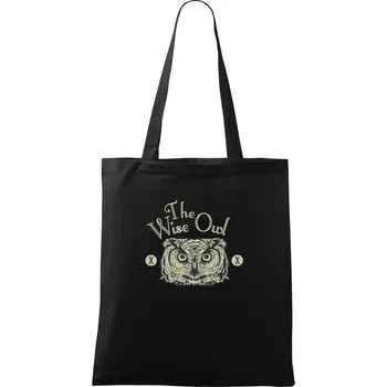 Nákupní taška Moudrá sova - Taška bavlněná - 42 x 38 cm ( Černá )