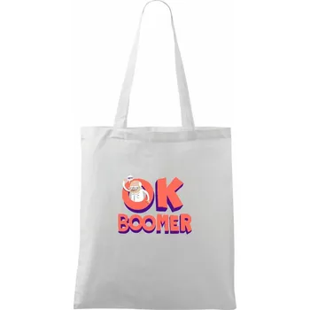 Nákupní taška Ok boomer děda - Taška bavlněná - 42 x 38 cm ( Bílá )