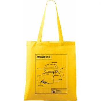 Nákres TV video hra kulatá - Taška bavlněná - 42 x 38 cm ( Žlutá )