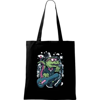 Krokodýl s kytarou - Taška bavlněná - 42 x 38 cm ( Černá )