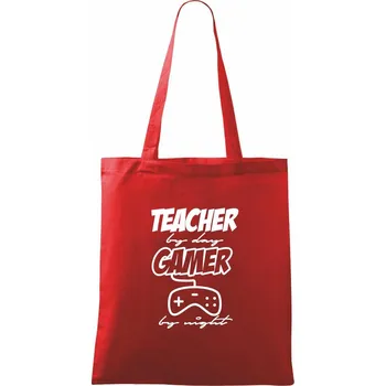 Nákupní taška Teacher by Day Gamer by Night - Taška bavlněná - 42 x 38 cm ( Červená )