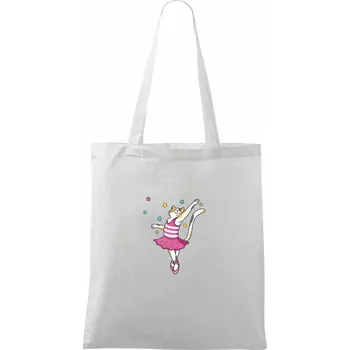 Kočka baletka - Taška bavlněná - 42 x 38 cm ( Bílá )