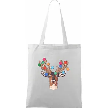 Nákupní taška Vánoční jelen - Taška bavlněná - 42 x 38 cm ( Bílá )