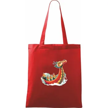 Nákupní taška Dračí lodě při závodě - Taška bavlněná - 42 x 38 cm ( Červená )