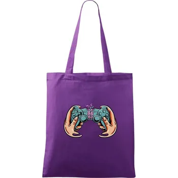 Gamer - mozek v gamepadu - Taška bavlněná - 42 x 38 cm ( Fialová )