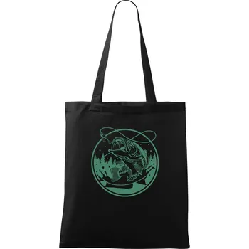 Nákupní taška Ryba na háčku - Taška bavlněná - 42 x 38 cm ( Černá )