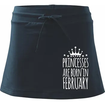 Dámská sukně Princesses are born in February - Sportovní sukně - two in one - XS ( Námořní modrá (velmi tmavá - téměř černá) )