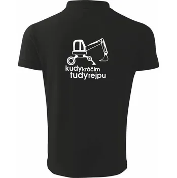 Pánská košile Kudy kráčím tudy rejpu - kráčivý bagr - Polokošile pánská Pique Polo 203 - M ( Černá )