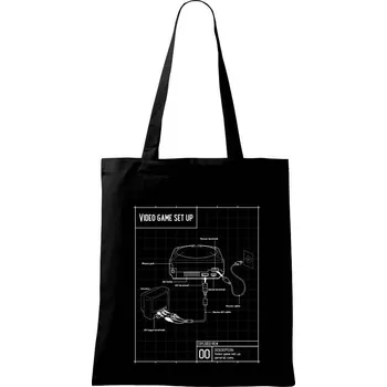 Nákupní taška Nákres TV video hra kulatá - Taška bavlněná - 42 x 38 cm ( Černá )