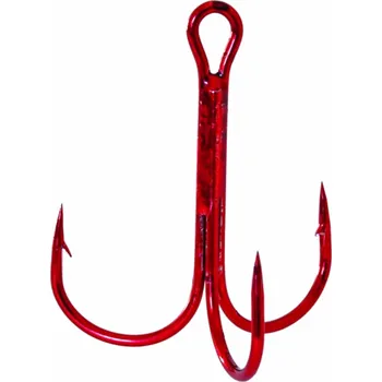 Rybářský háček ICE Fish - Trojháček s mořskou úpravou červený - vel : 5/0 - 5 ks