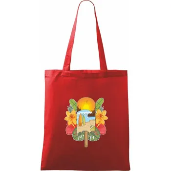 Nákupní taška Léto, nanuk, moře, pláž - Taška bavlněná - 42 x 38 cm ( Červená )