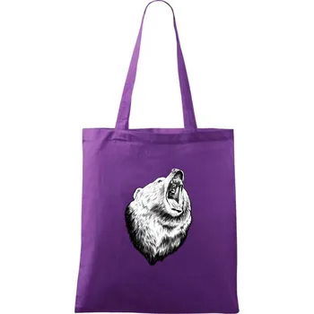 Nákupní taška Medvěd trošku naštvaný - Taška bavlněná - 42 x 38 cm ( Fialová )