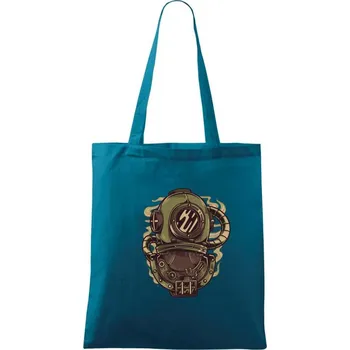 Starý potapěčský skafandr - Taška bavlněná - 42 x 38 cm ( Petrolejová )