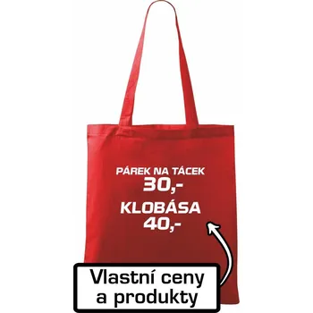 Párek na tácek a klobása - Taška bavlněná - 42 x 38 cm ( Červená )