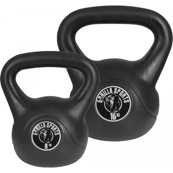 Gorilla Sports Sada kettlebell činek, plast, 8 + 16 kg