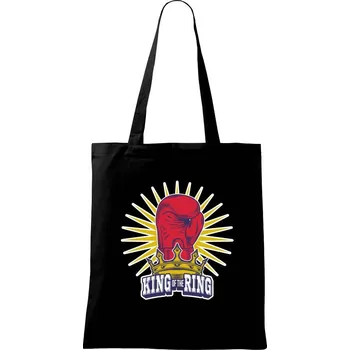 Nákupní taška Box King of the ring - rukavice na výšku - Taška bavlněná - 42 x 38 cm ( Černá )