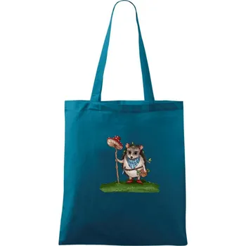 Ježek a houba - Taška bavlněná - 42 x 38 cm ( Petrolejová )