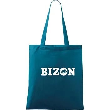 Nákupní taška Bizon nápis - Taška bavlněná - 42 x 38 cm ( Petrolejová )