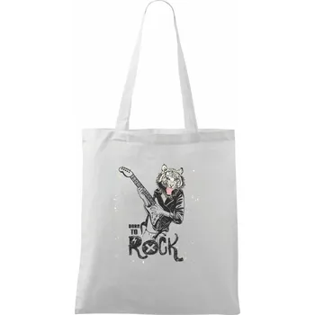 Born to rock tygr - Taška bavlněná - 42 x 38 cm ( Bílá )