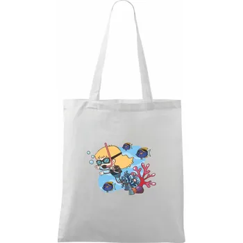 Nákupní taška Potápka holka - Taška bavlněná - 42 x 38 cm ( Bílá )