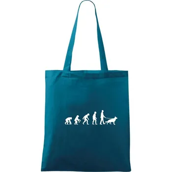 Evoluce pes Německý ovčák (muž-žena) - Taška bavlněná - 42 x 38 cm ( Petrolejová )