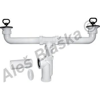 Sifon PlastBrno - ČR | ET00450 Sifon dvoudřezový, 2x nerez miska, 2x zátka - DN50 ET00450