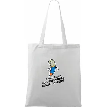 V práci nejsem nejostřejší pastelka - Taška bavlněná - 42 x 38 cm ( Bílá )