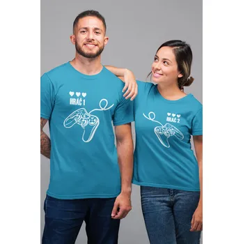 Pánské tričko MMO Trička pro páry Hráč Tyrkysová 2XL 4XL