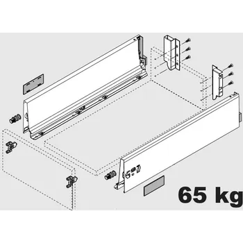 Zásuvkový kontejner Blum K-BLUM Antaro K 650 mm/65 kg, Blumotion/TOB, bílá SW, vrut