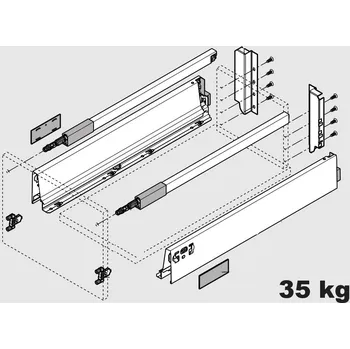 Zásuvkový kontejner Blum K-BLUM Antaro C 350 mm/30 kg, Blumotion/TOB, šedá R9006, vrut