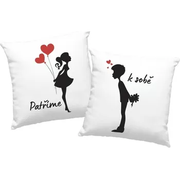 Dekorativní polštářek Polštářky pro zamilované - Patříme k sobě, Barva Bílá, Velikost 40×40 cm, Canvas Dva polštářky Bezvatriko.cz 0930 - DTF/DTG