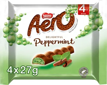 Čokoládová tyčinka Nestlé Aero čokoládové tyčinky s příchutí máty 4x 27 g