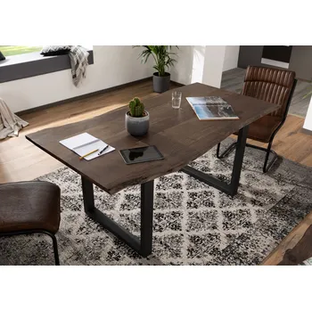 Jídelní stůl METALL Jídelní stůl s antracitovými nohama (matné) 140x90, akácie, šedá