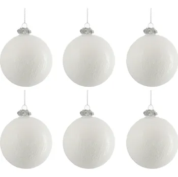 Vánoční dekorace Sada bílých vánočních koulí s patinou ( 6 ks) - 28,5*20,5*9,5 cm