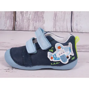 Chlapecké polobotky Celoroční kožené botičky obuv D.D.step S015-357A modré s letadlem velikost: 22