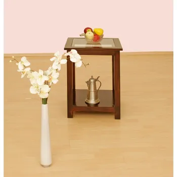 Servírovací stolek CAMBRIDGE Příruční stolek se sklom 45x45 cm, akácie