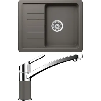 Granitový dřez Set Schock S1-3 (dřez Toledo D-100XS Silverstone + baterie SC-90 Silverstone)