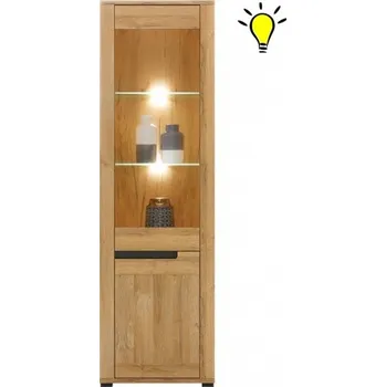 Zrcadlo Vysoká vitrína s osvětlením Memphis - dub granson/grafit