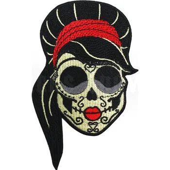 Rusty Pistons RPEM15 Mexican Skull women Embroidery patch nášivka