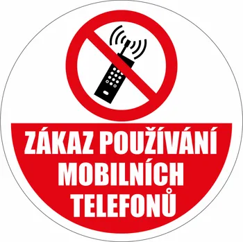 Podlahová značka PVC - ZÁKAZ POUŽÍVÁNÍ MOBILNÍCH TELEFONU podlahové samolepky 200 mm