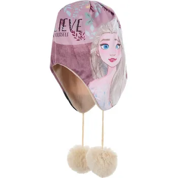Pokrývka hlavy SUN CITY Dětská zimní čepice Frozen – Ledové království, bambulky a krytí uší Barva: BÍLÁ, Velikost: 52
