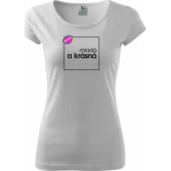 Dámské tričko Jsem mladá a krásná ve čtverci - Dámské triko Pure - 3XL ( Bílá )