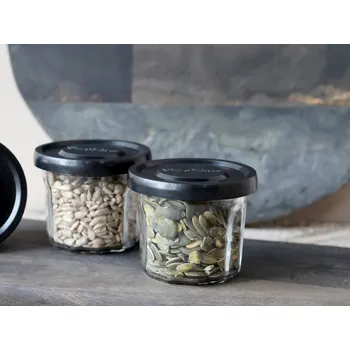 Dóza na potraviny Skleněná dóza s černým víčkem French Jam - Ø 7,5*5,5 cm