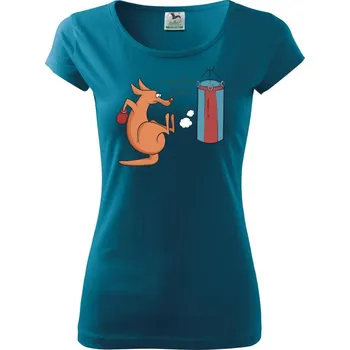 Dámské tričko Boxující klokan - Dámské triko Pure - M ( Petrolejová )