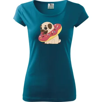 Dámské oblečení Mops a kobliha - Dámské triko Pure - XL ( Petrolejová )