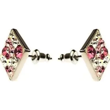 Náušnice Náušnice se Swarovski Elements Rhodium čtvereček - růžová
