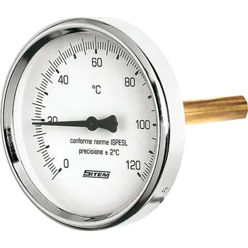Teploměr (T-63-50), 0-120°C s jímkou (l= 50, 1/2"), zadní, D=63 mm